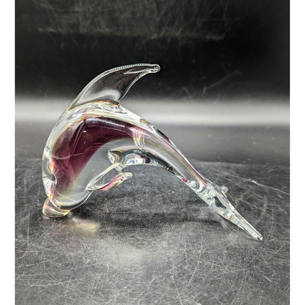 Vintage V. Nason Murano Art Glass Dolphin Figurine Paperwork 6" Nautical Venice